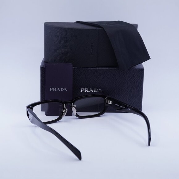 Prada PRB06SF 16K08N Rectangle Sunglasses – Black\Clear Blue Light Filter - Picture 4 of 9